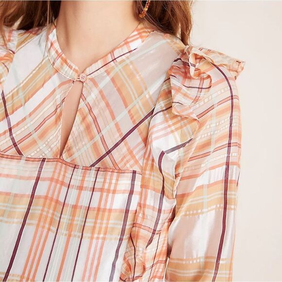 Anthropologie Current Air Polly ruffled peasant blouse size M - Picture 7 of 11